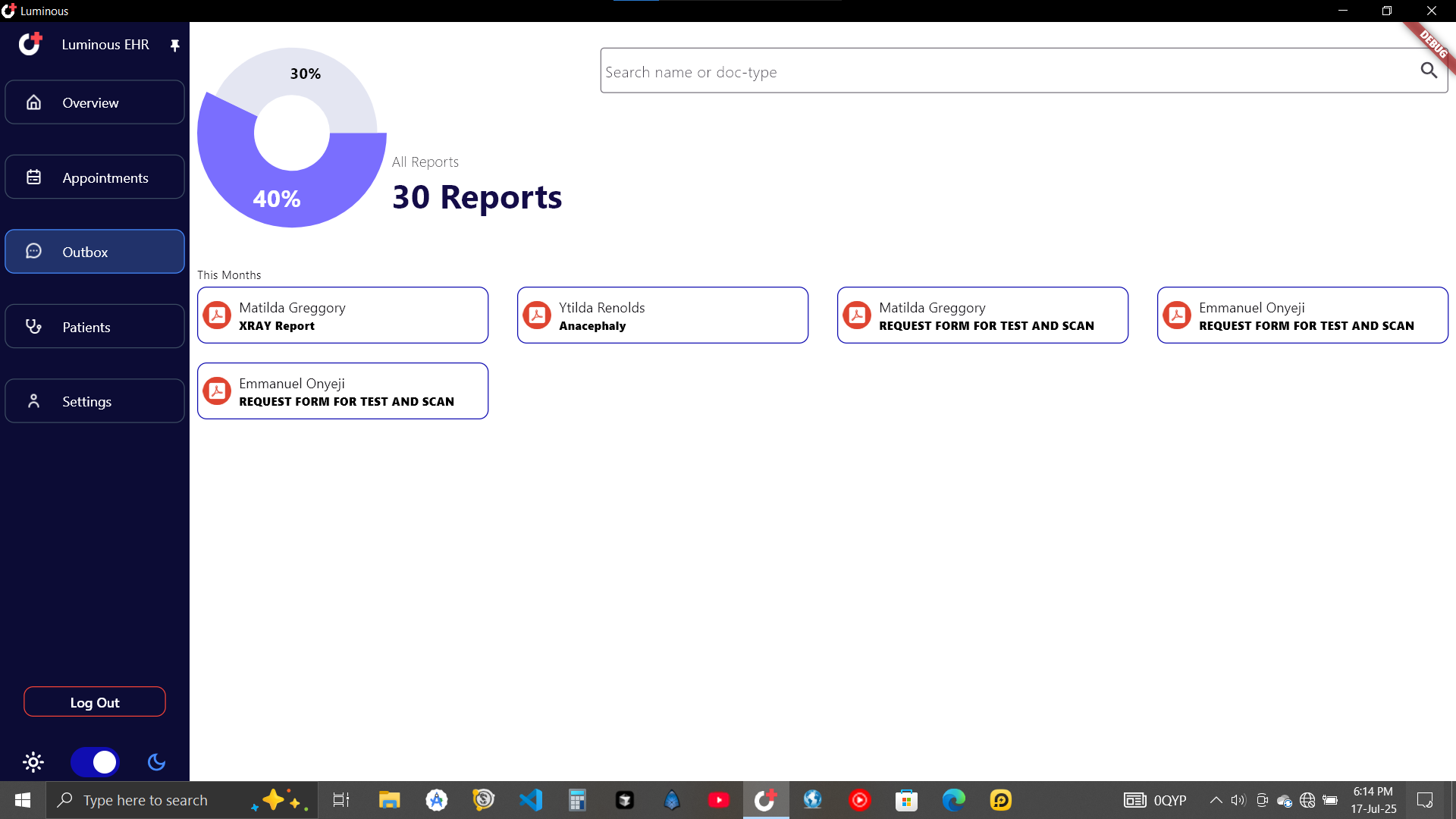 Patient Data Management Screenshot